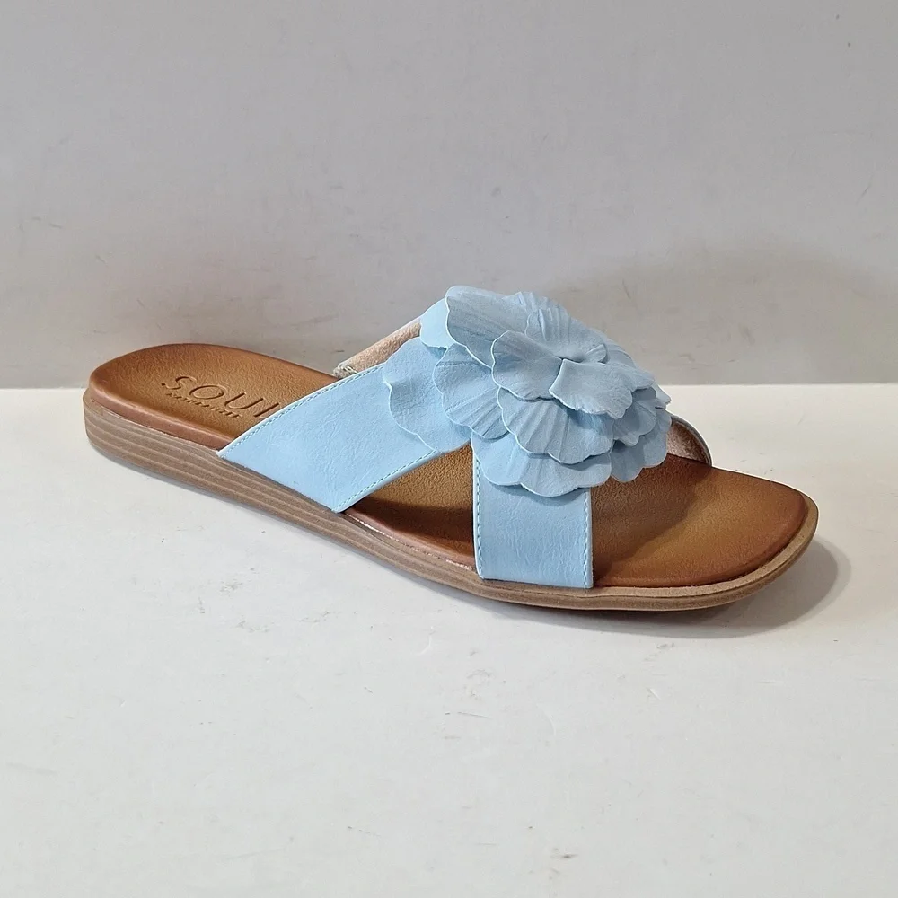 Soul Naturalizer NEW Light Blue Joyful Coquette Flower Comfort Sandals Size 7.5 - Picture 2 of 11